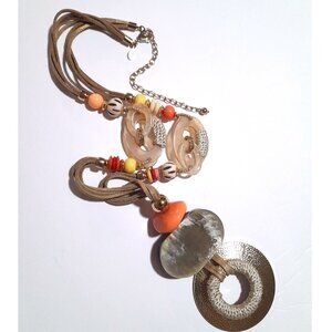 Chico's long statement piece hammered faux stone necklace